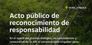 La JEP invita a periodistas y medios de comunicación al acto público de reconocimiento de responsabilidad Santo Domingo en Tame.