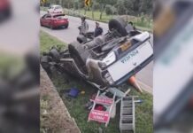 Policías heridos en la vía Cúcuta-Pamplona.