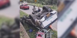 Policías heridos en la vía Cúcuta-Pamplona.